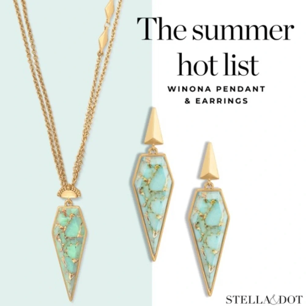 Stella & Dot | GOLD + Aqua Blue 3-in-1 Versatile Winona Layer Necklace - Picture 9 of 9